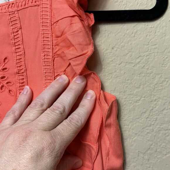 NEW Peek Coral Sleeveless Drop Waist Dress Girl's Size 8 Lined Ruffle Eyelet - Picture 11 of 15